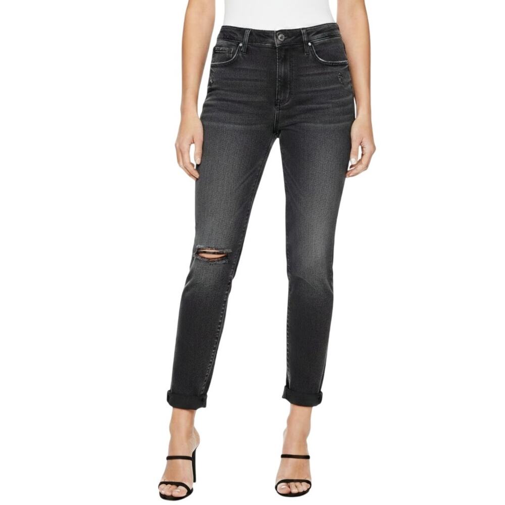 Black Orchid Distressed Cuffed Jeans Black Women Size 27 NWT